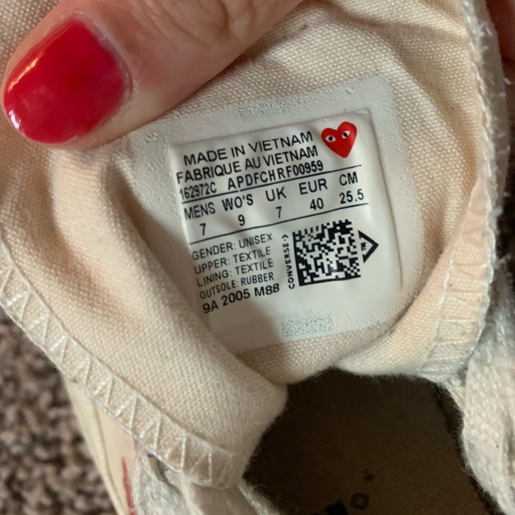 Converse Comme des Garçons Play Multi Heart Chuck Taylor All Star 70 Hi Sneakers - Picture 14 of 15